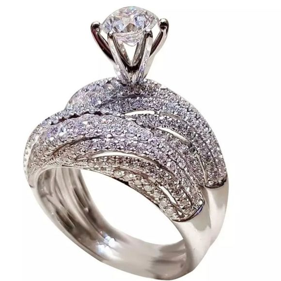 Lakeview Apparel Jewelry - Women's 2PC Bridal Set Diamond Engagement Ring Set